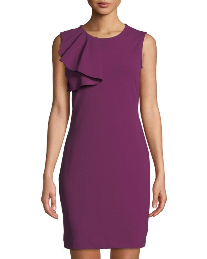 Ruffle-shoulder Crepe