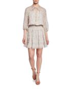 Bonne Floral-print Keyhole Blouson Mini