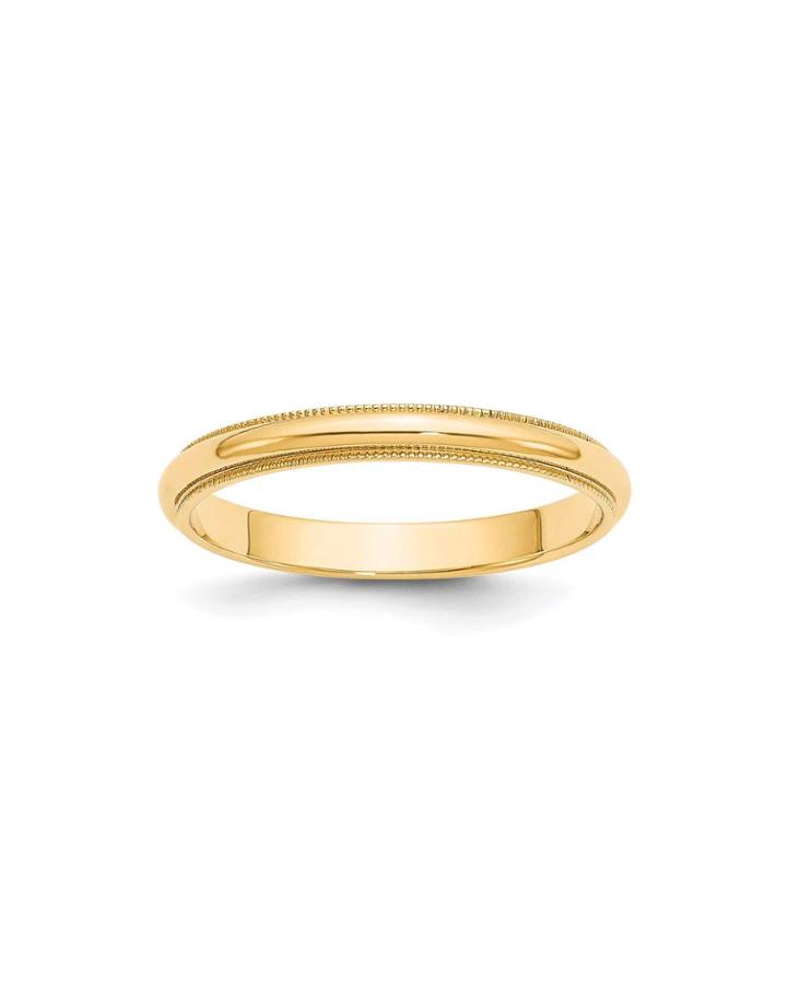 14k Yellow Gold Milgrain Wedding Band Ring,