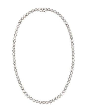 14k White Gold Twisted Illusion-set Diamond Tennis Necklace,