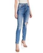 Ultra High-rise Distressed Straight-leg Jeans