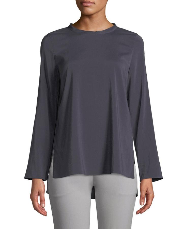 Stretch Silk Long-sleeve Tee