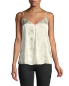 Two-tone Floral-print Silk Camisole Top