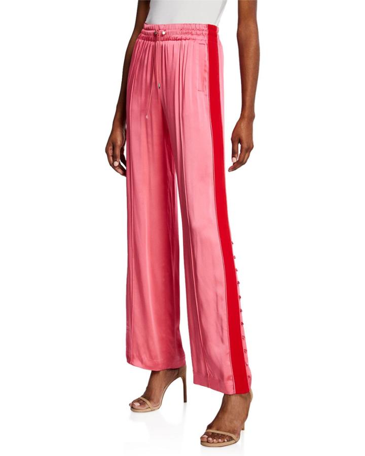 Side-stripe Sateen Combo Track Pants