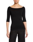 3/4-sleeve Ballet-neck Top