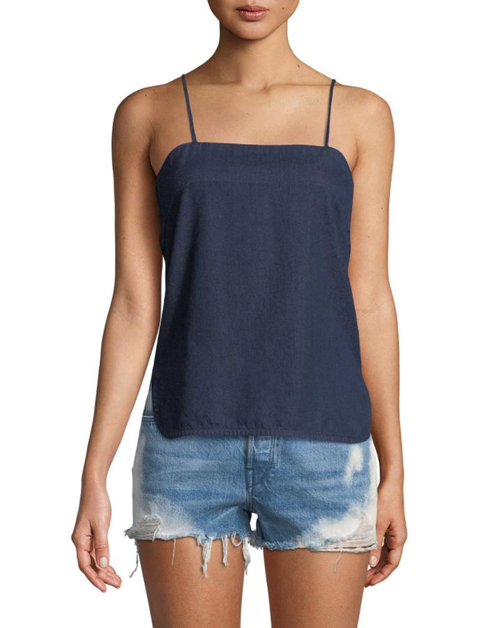 Square-neck Slipover Denim Tank