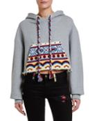 Cutoff Hoodie Sweatshirt With Knit Pocket