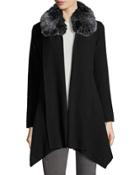 Hanky Hem Faux-fur Collar Coat, Black