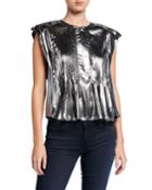 Deanna Metallic Cap-sleeve Top