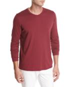 Long-sleeve Cotton Crewneck T-shirt, Red