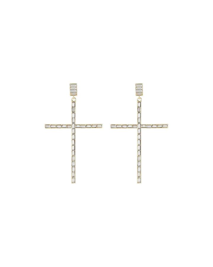 Crystal Cross Drop Earrings