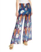 Saanchi Ikat Metallic Flare-leg Drawstring