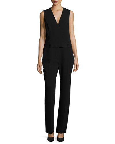 Tuta Wrap-front Tailored Jumpsuit, Onyx