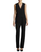 Tuta Wrap-front Tailored Jumpsuit, Onyx