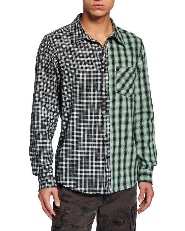 Men's Mixed Plaid Long-sleeve Plaid