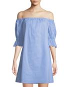 Pinstriped Off-the-shoulder Dress