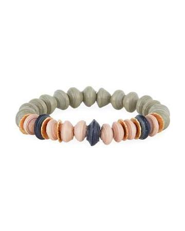 Cuba Paper Beaded Bracelet, Pink/gray