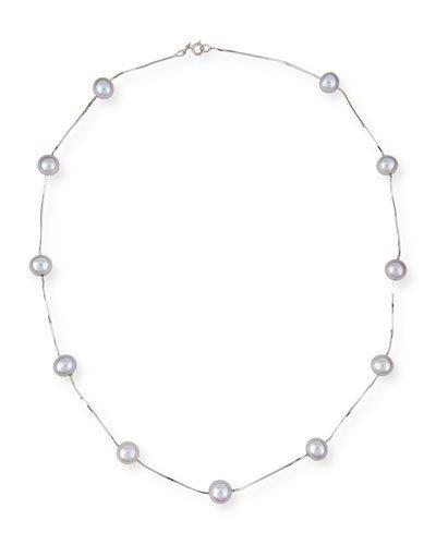 14k Gray Freshwater Pearl Station Necklace,