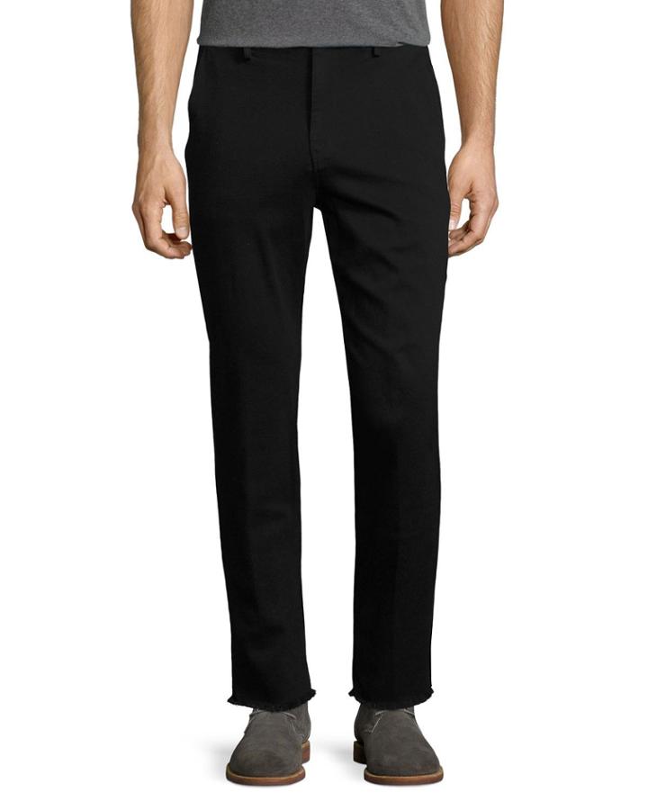 Men's Soder Slim-straight Chino Pants With Cut Hem, Black