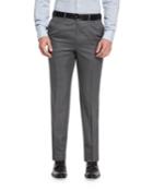 Flat-front Twill Trousers, Gray