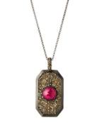 Pave Diamond & Composite Ruby Pendant Necklace