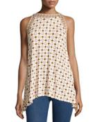 Diamond-print Tank Top, Tangerine/coral