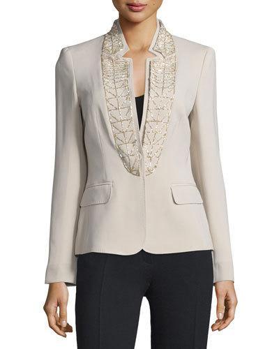 Embellished Stand-collar Jacket,