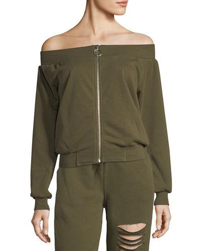 Off-the-shoulder Zip-up