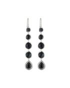 Lollipop 5-stone Linear Earrings In Hematite Doublet W/ Diamonds