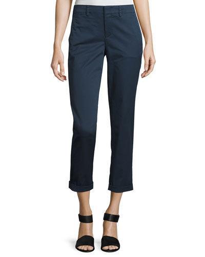 Boyfriend Cropped Twill Trouser, Blue