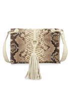 Python Small Tassel Crossbody Bag, Cream