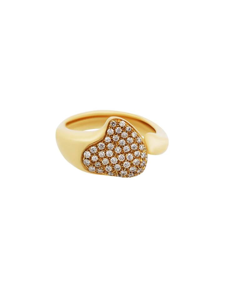 18k Yellow Gold Diamond Pave Ring,