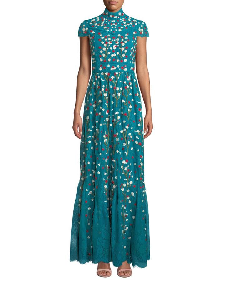 Arwen Embroidered Godet Gown