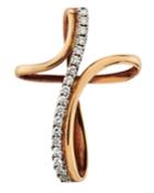 18k Yellow Gold Curvy Diamond Cross Pendant