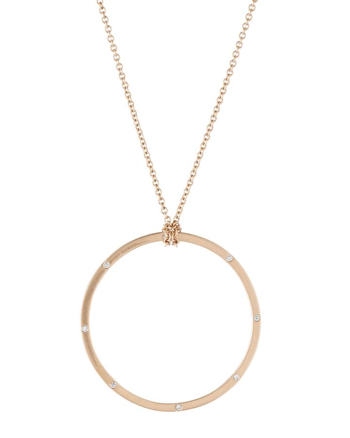 Sienna 14k Rose Gold Round Pendant Necklace W/ Diamonds