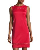 Grommet-embellished Shift Dress, Flamme