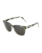 People Square Marbled Plastic Sunglasses, Gray