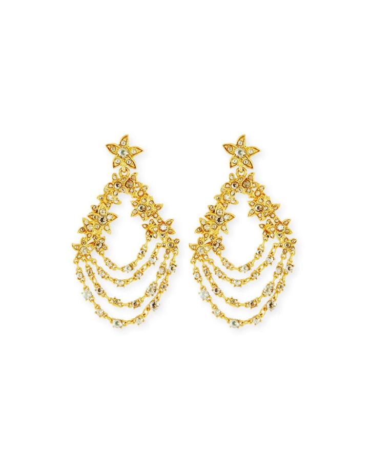 Golden Starfish Chain Pierced Earrings