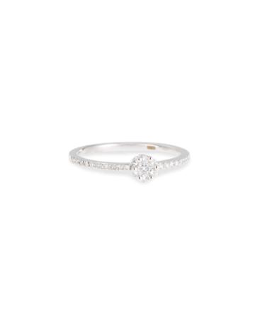 18k White Gold Diamond Pave & Prong-set Ring,
