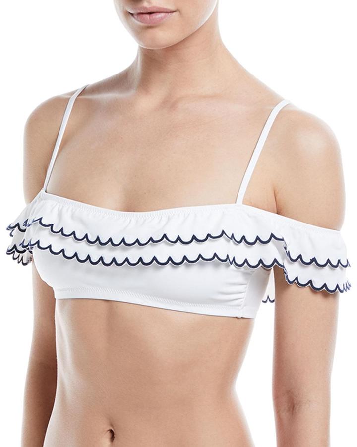 Issa Swim Top W/ Off-the-shoulder Ruffles