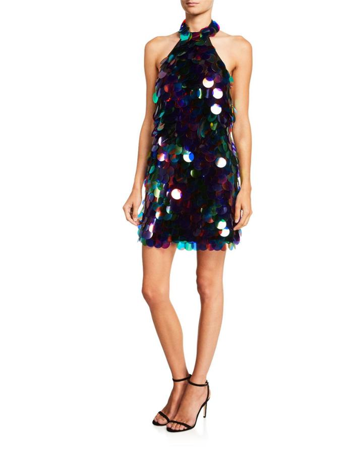 Paillette Mini Halter Dress