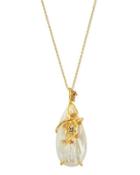 Golden Mother-of-pearl & Crystal Vine Pendant Necklace