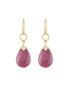 Lisse 18k Ruby Briolette Earring Charms With Diamonds