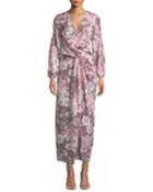 Cold-shoulder Floral-print Knotted