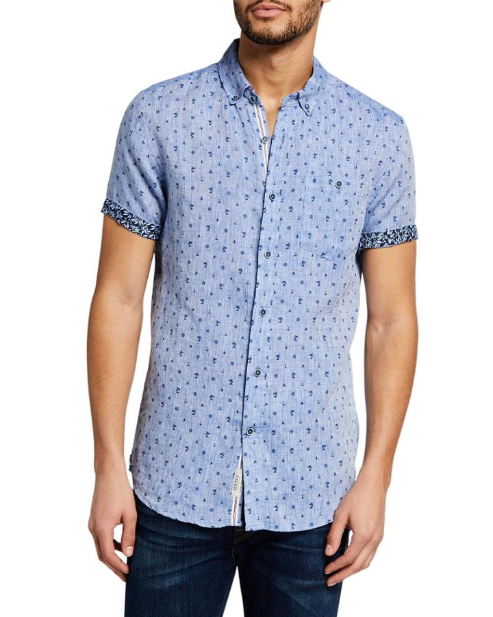 Men's Linen Nautical-print