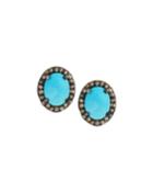 Bavna Turquoise & Champagne Diamond Stud Earrings, Women's
