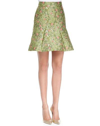 Floral-jacquard Fit-and-flare