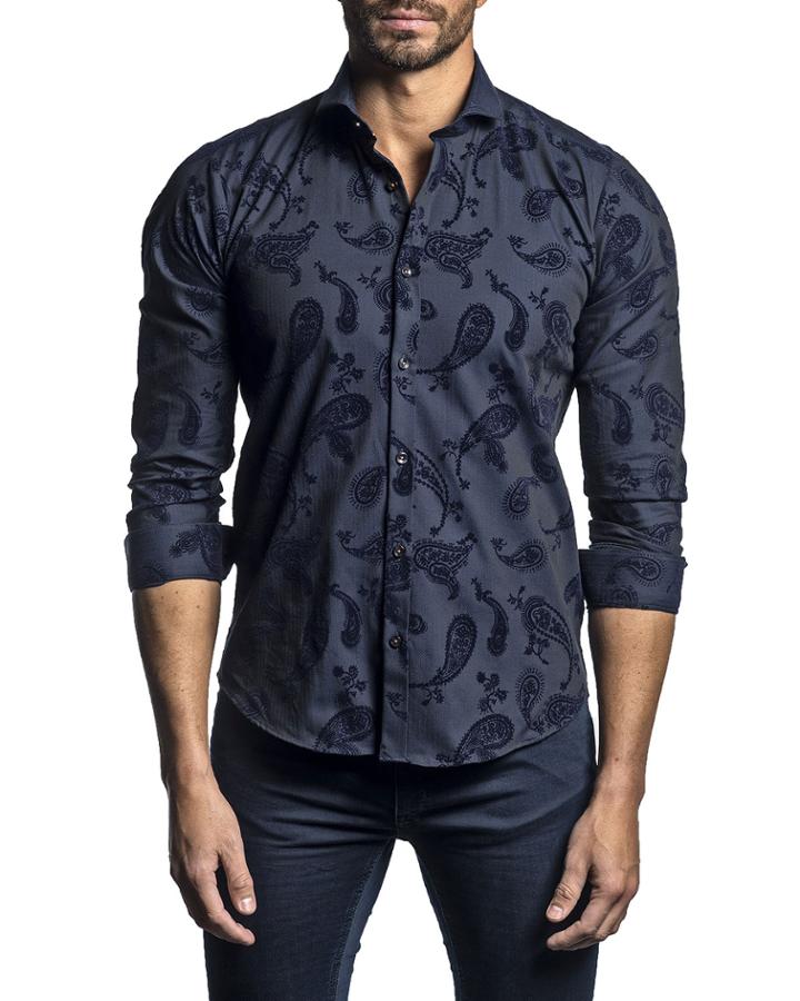 Men's Semi-fitted Paisley Long-sleeve Woven