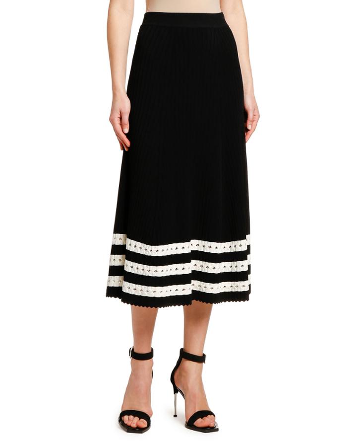 Striped-hem Ribbed Knit