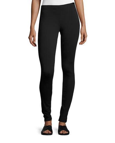 Stretch Leggings With Velvet Tapping, Black